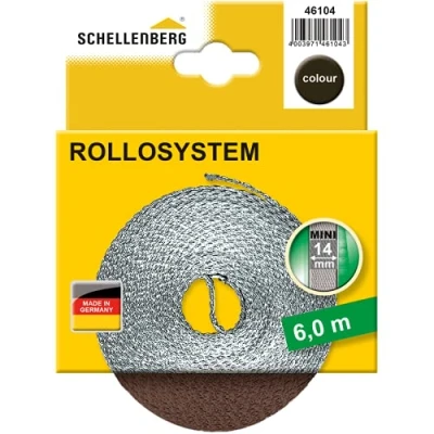 Imagen de Schellenberg 46104 Cinta de persiana 14 mm x 6,0 m Sistema Mini, marrón