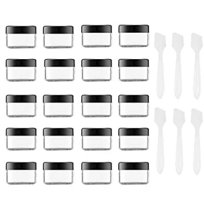 Imagen de Toureal 15ml Tarros de Plastico con Tapa (20 Piezas) Frascos Pequeños, Bote Viaje para Crema, Cosmetica (Negro)