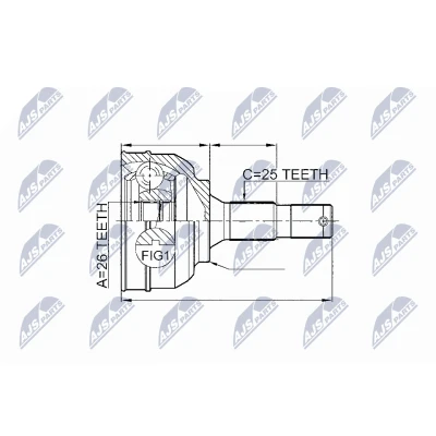 Imagen de NTY NPZ CT 020 Junta Homocinética Eje delantero, derecha, izquierda CITROËN: C5 II Hatchback, I Familiar, Hatchback