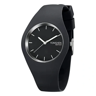 Imagen de TONSHEN Unisex Relojes de Pulsera Hombre y Mujer Analógico Cuarzo Casual Fashion Goma Reloj 12 Colors (Gris)