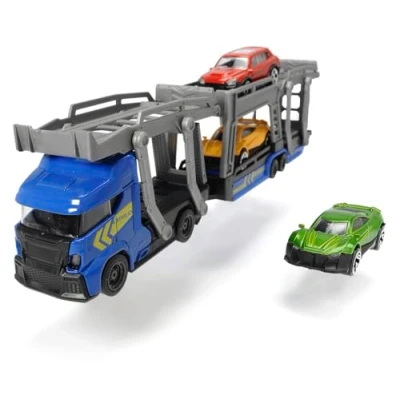 Imagen de Majorette Car Carrier 2 asst Transportador de Coche Rueda Libre con Tres Coches Juguete fundidos a presión Incluido en el Juego. 28 cm Largo