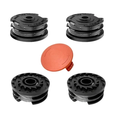 Imagen de Viilich 4 bobinas de hilo para cortabordes Bosch Art 24, 27, 30 y 36 LI, bobina repuesto nailon (F016800351), con 1 cubierta recortadora (1600A00X61/1600A00DU0)