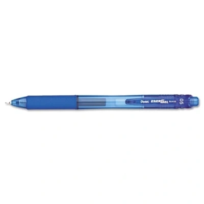 Imagen de Pentel Bolígrafo Energel retráctil con punta de aguja. Escritura en color azul.