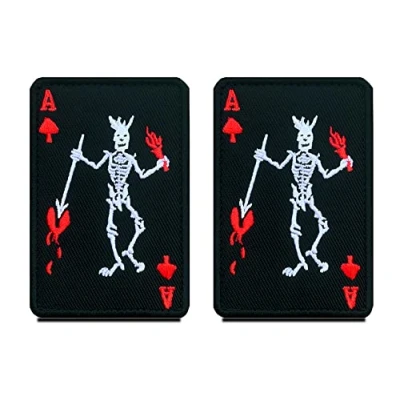 Imagen de 2 Piezas Tácticas el pirata de Barbanegra ACE Tarjeta Muerte Insignias Parch Airsoft Cosplay Ropa, Mochila, Abrigo,Brazos, Chaquetas Locomotoras, Accesorios Parches