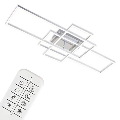 Imagen de BRILONER Lámpara de techo Regulable, Incluye Remoto, Control Temperatura Color, Función luz Nocturna, Temporizador, 47 W, 6600 lúm, plafon, plafones para led, Aluminio Cromado