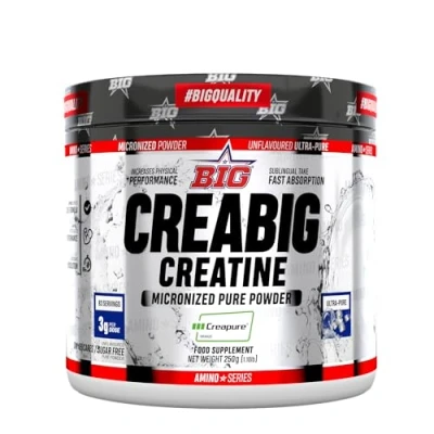 Imagen de BIG Creatina Monohidratada Creapure® en Polvo, Mejora el Rendimiento Físico, Sabores exclusivos, Rápida absorción, Vegana (250g, Ultra Pure (neutro))