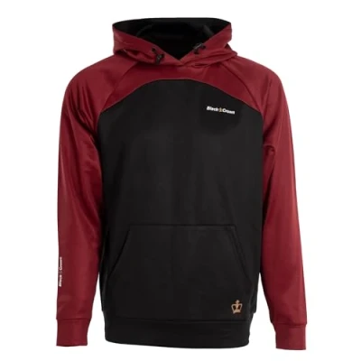 Imagen de Black Crown Sudadera con Capucha para Hombre Veracruz Manga Larga Transpirable y Cómoda Deporte Estilo Bolsillo Central (FR/ES, Letras, L, Regular, Burdeos/Negro)