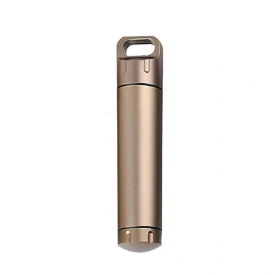 Imagen de Pastillero impermeable herramienta Vogueing 2 piezas EDC contenedor de aluminio cápsula supervivencia emergencia para camping, escalada, ciclismo, senderismo (bronceado)