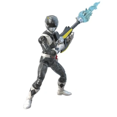 Imagen de Power Rangers Lightning Collection F2352 Mighty Morphin Metallic Black Ranger Figura de acción coleccionable 6 pulgadas con accesorios