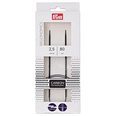 Imagen de Prym 215 301 Aguja de Tejer ergonómica Circular Carbono 2,5/80, Negro, Talla única