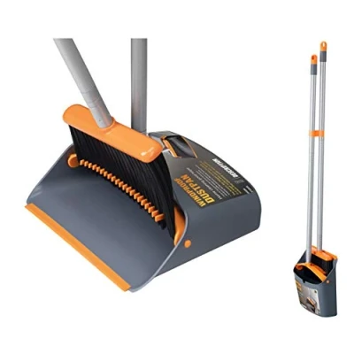 Imagen de Jekayla Escoba y recogedor, barredora recogedora de Polvo Combinados con una manija Extensible 137 cm Largo para el Barrido Limpieza del hogar, Naranja