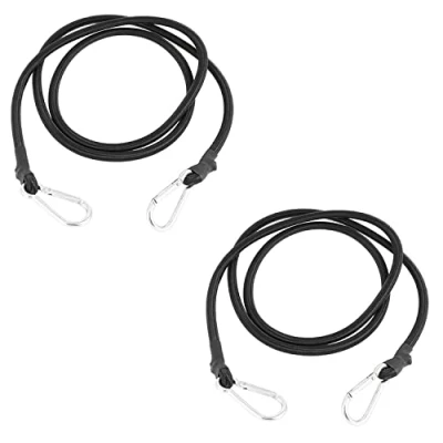 Imagen de DRERIO 2 Piezas 2m Bungee Cuerdas con Mosquetón Negro Extra Largo Ganchos Durable Elástico Correas de Equipaje para Camping Bicicletas Baca Motocicleta