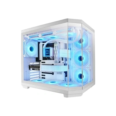 Imagen de Mars Gaming MC 3TCORE, Caja Custom ATX, Triple Ventana Cristal Templado Extraíble, Cámara Dual, Semitorre Compatible con Placas Base de Conector Inverso, Soporte Refrigeración Líquida, Blanco