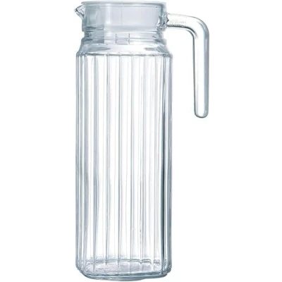 Imagen de MGE Jarra Agua con Tapa de Vidrio para Frigorífico Nevera Botella Agua, Té, Zumo Frutas, Limonada 1 Litro