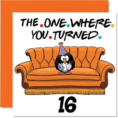 Imagen de Fun 16th Birthday Cards for Boys Girls The One Where Funny Card Son Daughter Brother Sister Grandson Granddaughter Niece Nephew, 145mm x Greeting Cards,