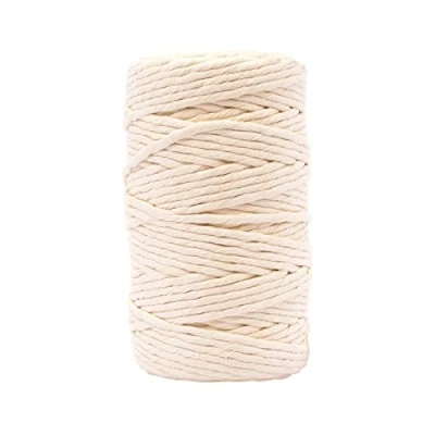 Imagen de Vaessen Creative Hilo de macramé Natural, 5 mm x 100 m, 100% algodón, Disponible para Manualidades, decoración como Colgantes Flores, tapices Pared, portavelas y atrapasueños