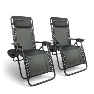 Imagen de Pincho Tumbonas Jardin Exterior, Sillon Gravedad Cero, Pack de 2 sillones, Hamaca, Silla Plegable, terraza, Camping,