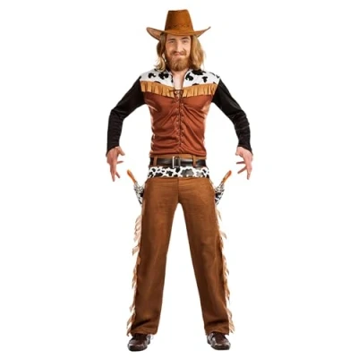 Imagen de Boland disfraz de vaquero para hombre, 3 piezas, fiestas temáticas, Halloween o carnaval, Salvaje Oeste