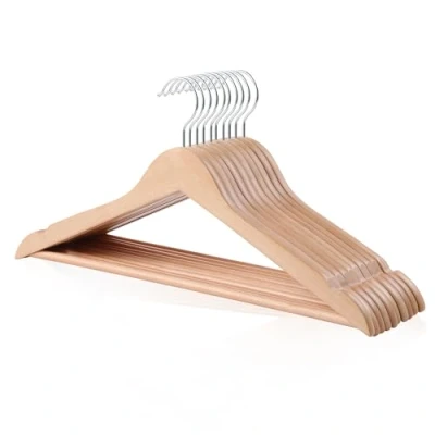 Imagen de Amazon Basics Perchas de madera para prendas traje, natural, 10 unidades
