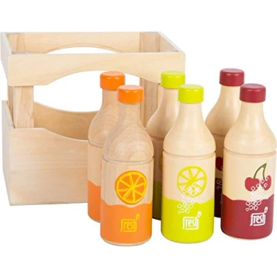 Imagen de Small Foot Caja de Botellas Fresh, Madera, Acc. para la Tienda Infantil, Juego rol, a Partir 3 años, 11739 Toys, Color Naranja,