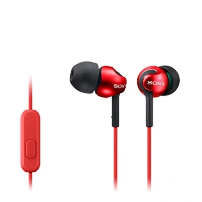 Imagen de Auriculares de botón Sony MDR EX110APR, Con micrófono, 103dB, Especial Android, Jack 3.5mm, Rojo