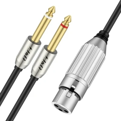 Imagen de J&amp;D Dual 1/4 a XLR, XLR Hembra de 6,35 mm TS Mono Tapón Cables Estéreo, Doble 1/4&quot; Y Divisor Cable Micrófono con 2 m Longitud para Conectividad Audio Superior