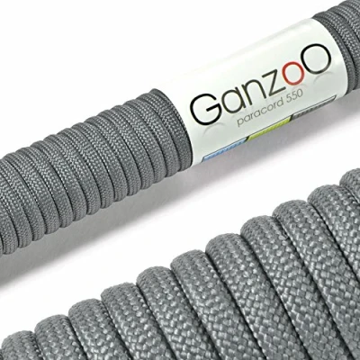 Imagen de Ganzoo Paracord 550, Cuerda de 4 mm, 30 Metros, Poliéster, Tipo 3 7 Hilos Interiores, Correa Perro Collar Pulsera, Camping Supervivencia y Multiusos al Aire Libre, Gris Oscuro