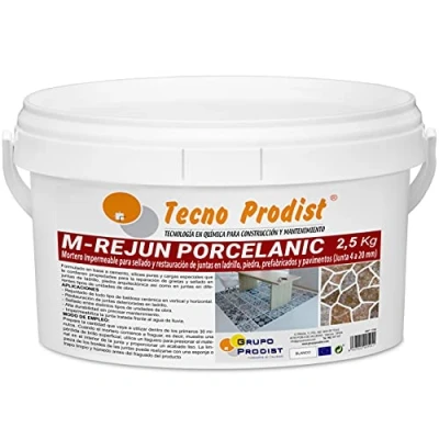Imagen de M REJUN PORCELANIC de Tecno Prodist (2,5 Kg, Blanco) Mortero para Lechada impermeable azulejos y suelos. Pavimentos cerámicos, ladrillos, piedra, etc. (Junta ancha 4 a 20mm)