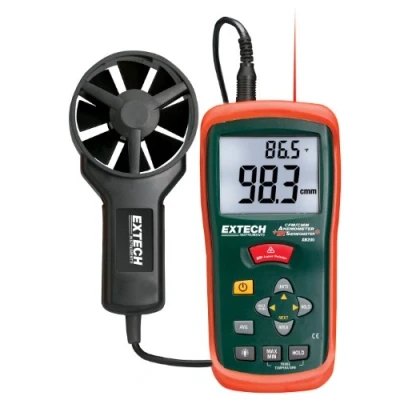 Imagen de Extech AN200 Mini termo anemómetro CFM/CMM con termómetro infrarrojo integrado