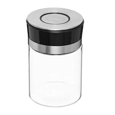 Imagen de 5five tarro de cristal &quot;pusheat&quot; 1 litro con tapa empuje acero inoxidable
