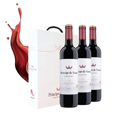 Imagen de Príncipe de Viana Vino Tinto Crianza Estuche 3 Botellas x 750 ml D.O. Navarra Cabernet Sauvignon, Tempranillo y Merlot 12 Meses en Barrica Roble