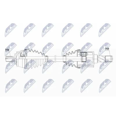 Imagen de NTY NPW VV 109 Árbol de transmisión Eje delantero, izquierda 586 Caja cambios manual
