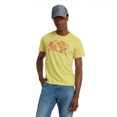 Imagen de G STAR RAW Framed Palm Originals R T Camiseta, Verde Linden Green D24682 c506 g306, L para Hombre