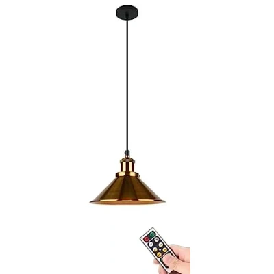 Imagen de lámpara colgante con mando a distancia, funciona pilas, de techo negra para interiores, accesorio araña iluminación vintage granja, comedor, isla cocina ( C