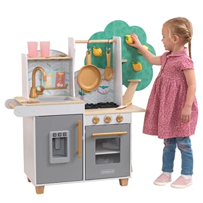 Imagen de KidKraft Cocina de Juguete Happy Harvest Madera para niños con Accesorios incluidos, Set Utensilios cocinita Infantil, Juguetes 3+ años (10160)