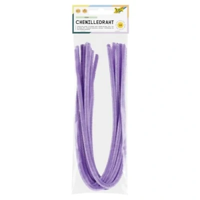 Imagen de folia 77831 Alambre de Chenilla, 10 Unidades Color Morado, diámetro 8 mm y 50 cm Largo, Ideal para niños Manualidades creación Animales, Figuras Otras Formas
