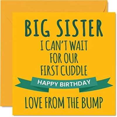 Imagen de Divertidas tarjetas de cumpleaños para hermana, primer abrazo, tarjeta feliz hermana Bump, regalos cumpleaños, 145 mm x mm, felicitación hermanos, regalo