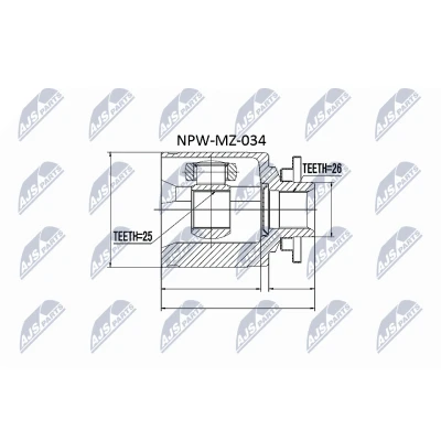 Imagen de NTY NPW MZ 034 Junta Homocinética Eje delantero, izquierda, lado de engranaje FORD: Ranger Mk2, KIA: Sportage I