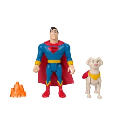 Imagen de Fisher Price DC Comics Liga de Super Mascotas Krypto Héroe y Mascota Figuras Juguete (Mattel HGL02)