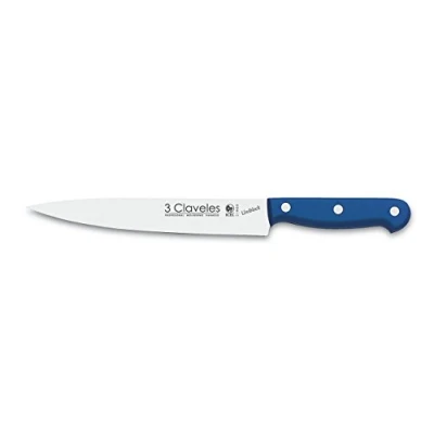 Imagen de 3 Claveles Uniblock Cuchillo filetear profesional 20 cm, Acero Inoxidable, mango ergonómico Azul, para pescado