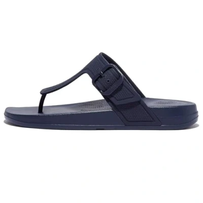 Imagen de Fitflop Iqushion Adjustable Buckle Flip Flops, Sandalias Planas Mujer, Azul Marino, 38 EU