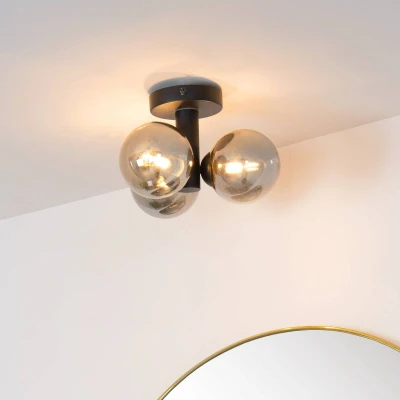 Imagen de Lucide Plafón para baño Trudy, 3 luces, negro/humo