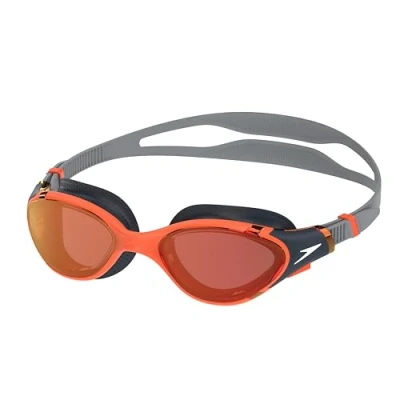 Imagen de Speedo Biofuse 2.0 Mirror Gafas de natación para Unisex Adulto, Amber Wave/Steel/Crimson Mirror, One Size