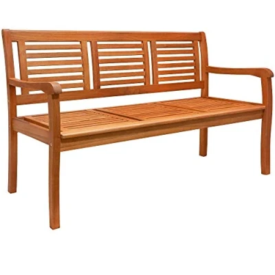 Imagen de Deuba Casaria® Banco de Jardín Madera FSC® Capacidad Carga 480Kg 3 Plazas 153x90x60cm Eucalipto Terraza Balcón