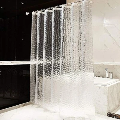 Imagen de OTraki Cortina Ducha Translúcido Antimoho 200cm x 200 cm, EVA Impermeable Baño Pesado Ancho Altura Bañera con 13 Ganchos