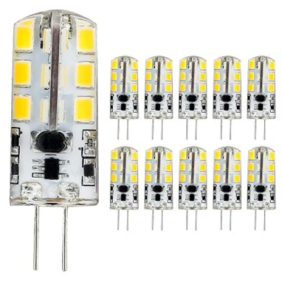 Imagen de Mengjay® 10 bombillas LED G4, 3,5 W, luz blanca cálida, 24 ledes SMD, ángulo de haz 360, CA/CC, 12 V