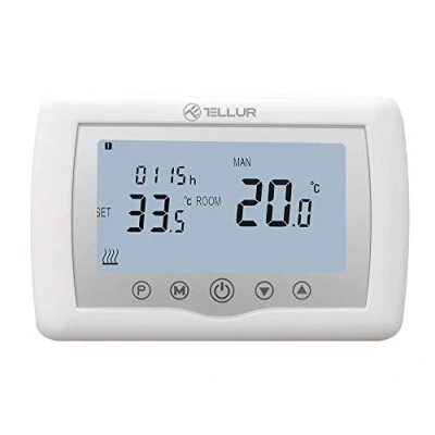 Imagen de TELLUR Smart Termostato Calefaccion WiFi Alexa, Programable, Control Remoto por App y Voz, Seguridad Infantil, Compatible con Google Siri Shortcuts, Protección Frost, 4 Programas Diarios