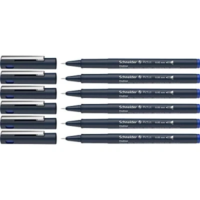 Imagen de Schneider Pictus Rotuladores de punta fina (grosor trazo 0,05 mm, revestimiento pigmento indeleble, revestida metal, carcasa 85% plástico reciclado), color azul