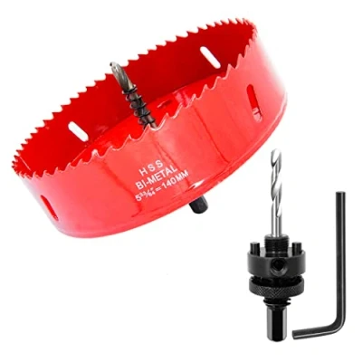 Imagen de Corona 140mm, LAIWEI Cortador de agujeros eje resistente para perforar madera, perfil aluminio, PVC y otros materiales