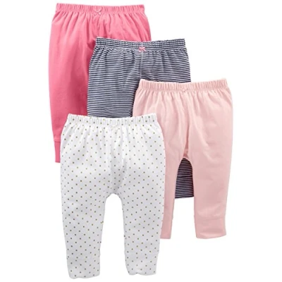 Imagen de Simple Joys by Carter&#039;s 4 Pack Pant Pantalones, Azul Marino Rayas/Blanco Lunares/Melocotón Pálido/Rosa, 0 Meses (Pack de 4) bebés niñas